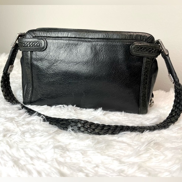 BRIGHTON Croc Embossed with Leather Trim Braid Bag, Black D880058 - Picture 2 of 16